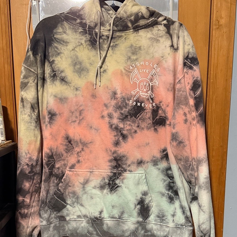 Tie-Dye Graphic Hoodie (A**holes Live Forever)